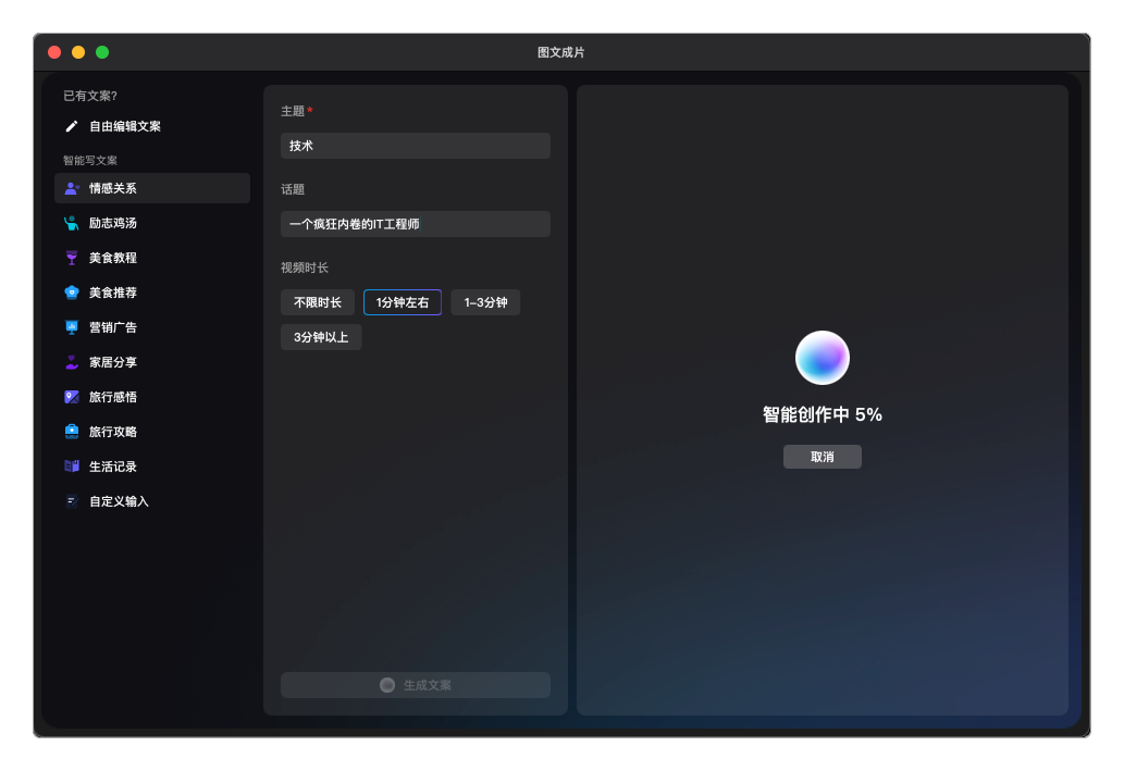 选择一个主题,并输入相关话题