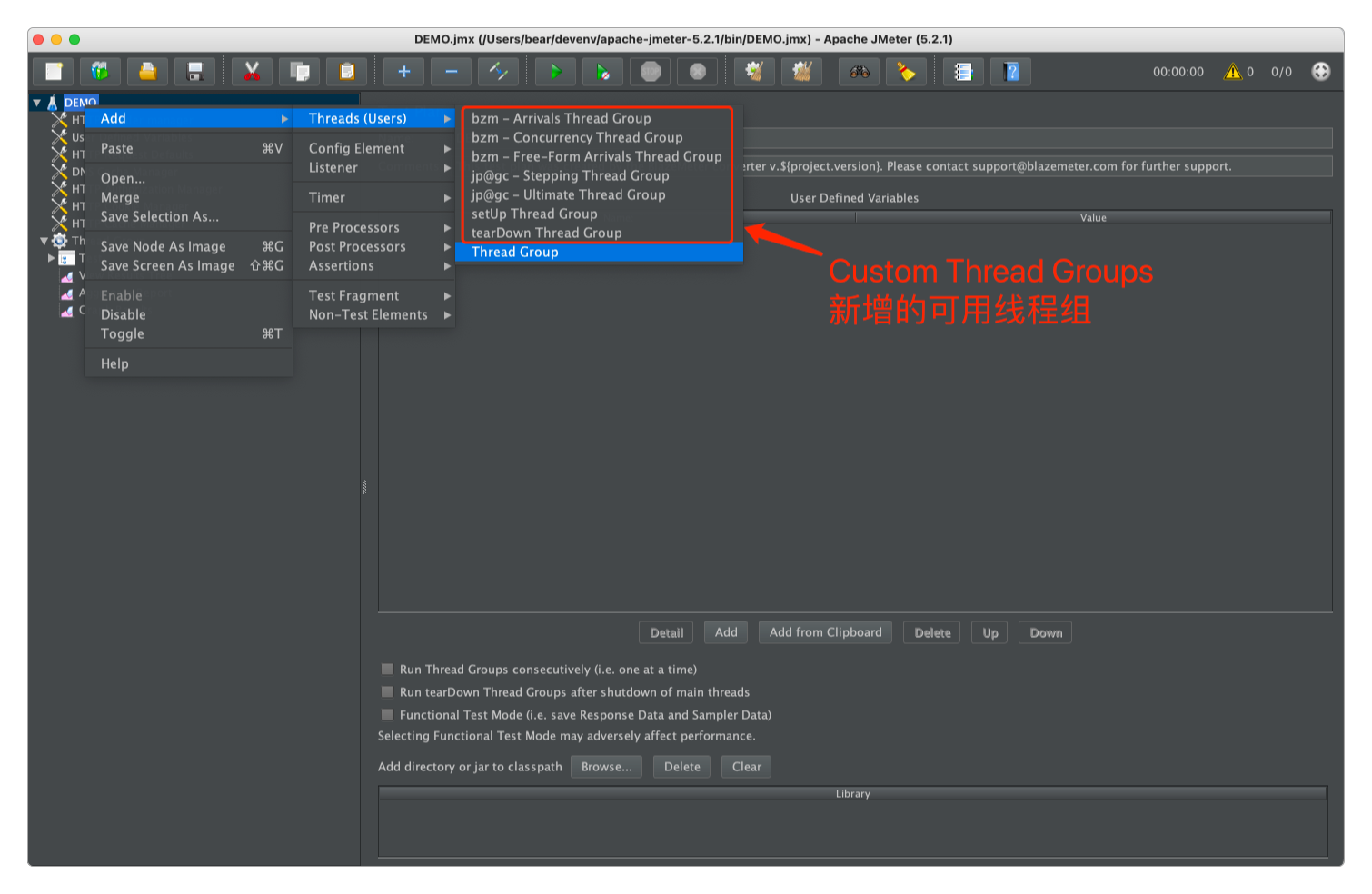 Custom Thread Groups新增的线程组