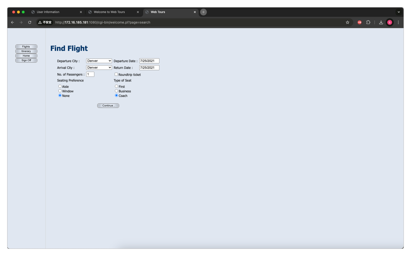 Find Flight界面