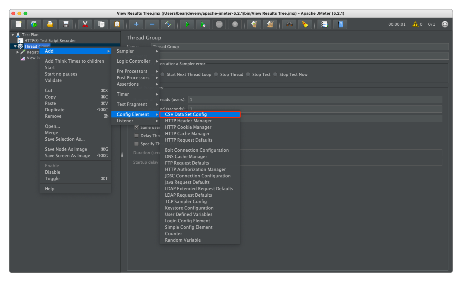 添加CSV Data Set Config