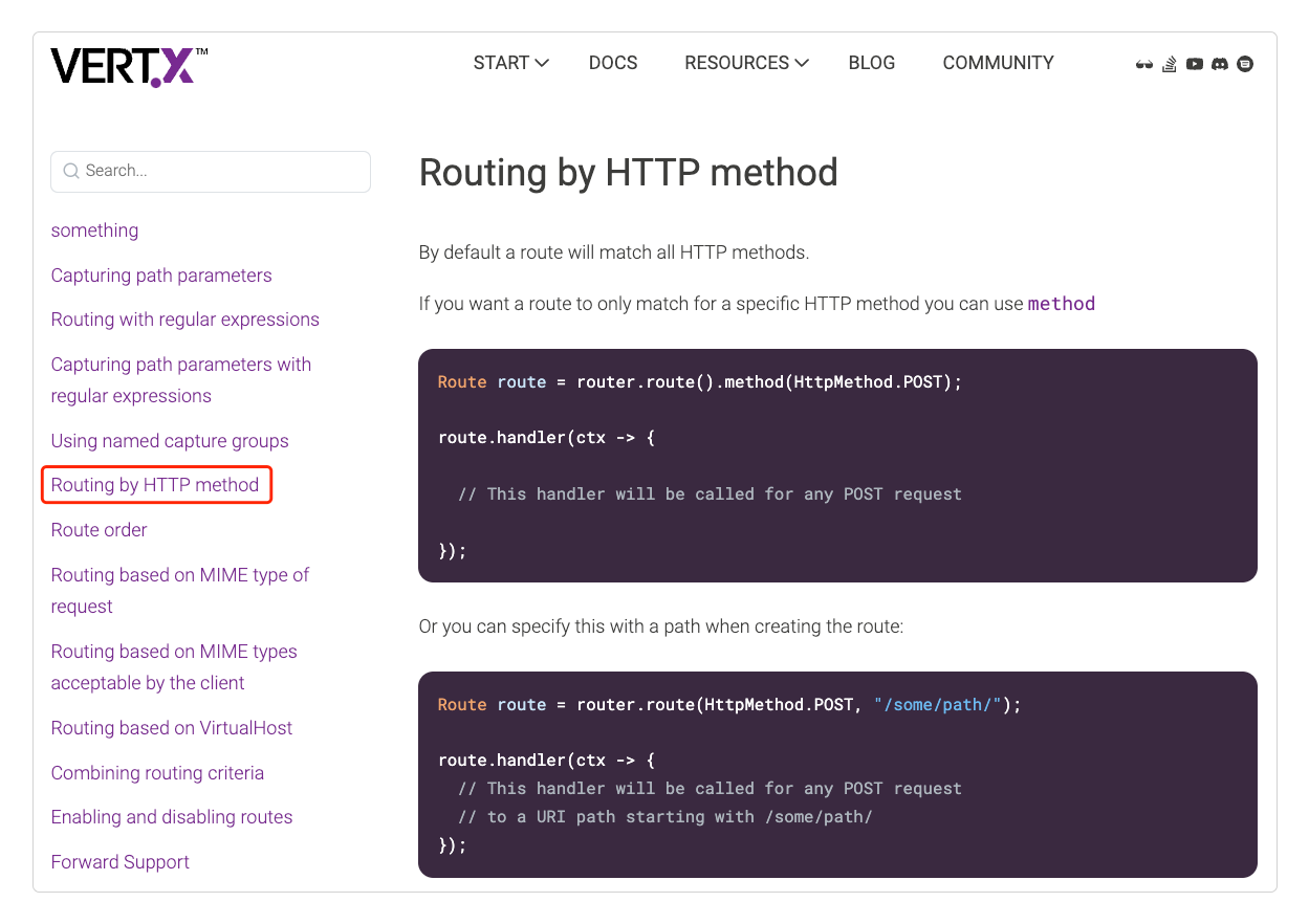 Routing by HTTP method