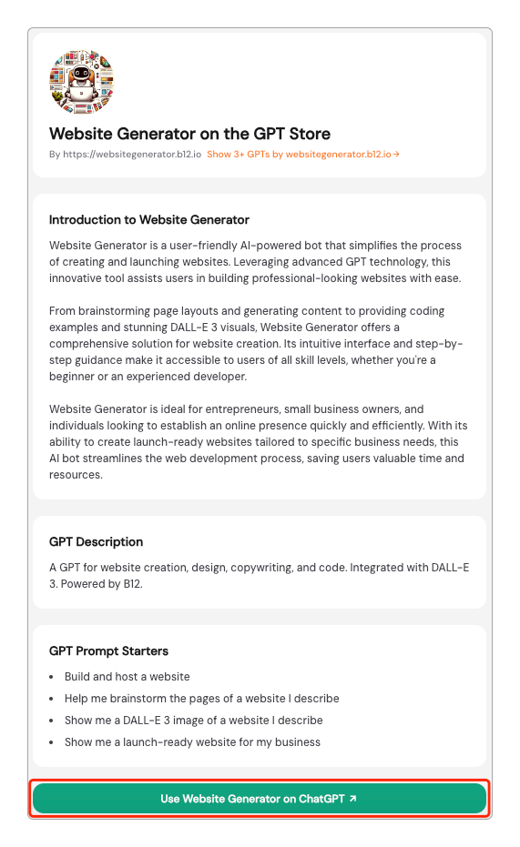 通过外部网站使用“Website Generator”